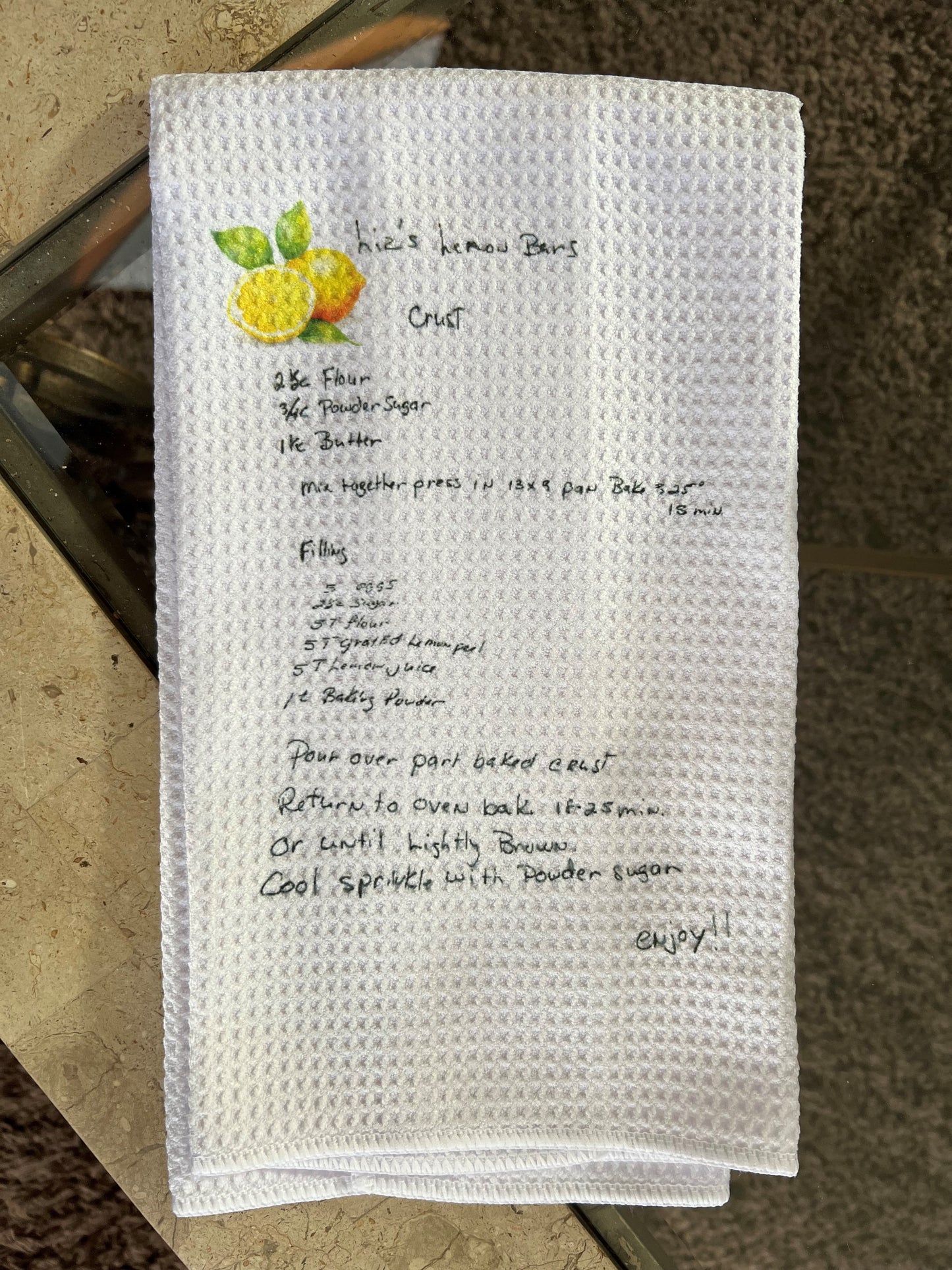 Recipe hand towel
